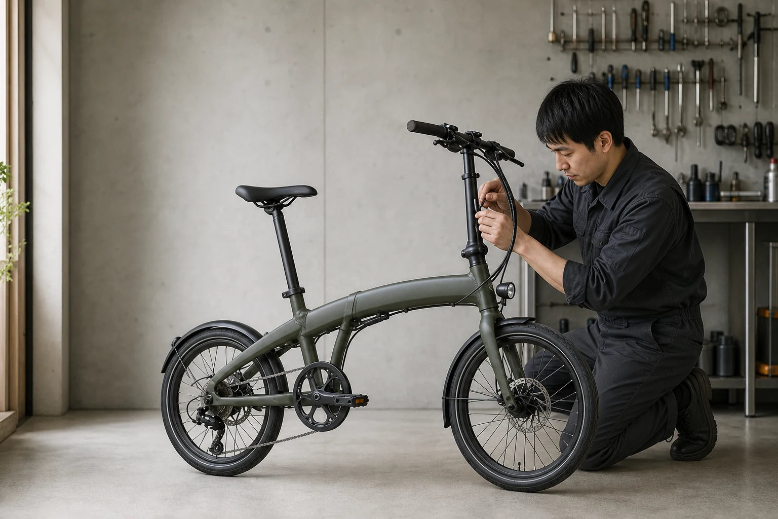 RAITOOEの折りたたみ自転車を整備するワークショップ
